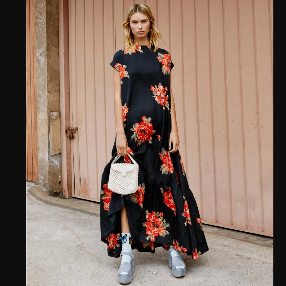 Free People Blossom Silk Maxi Dress